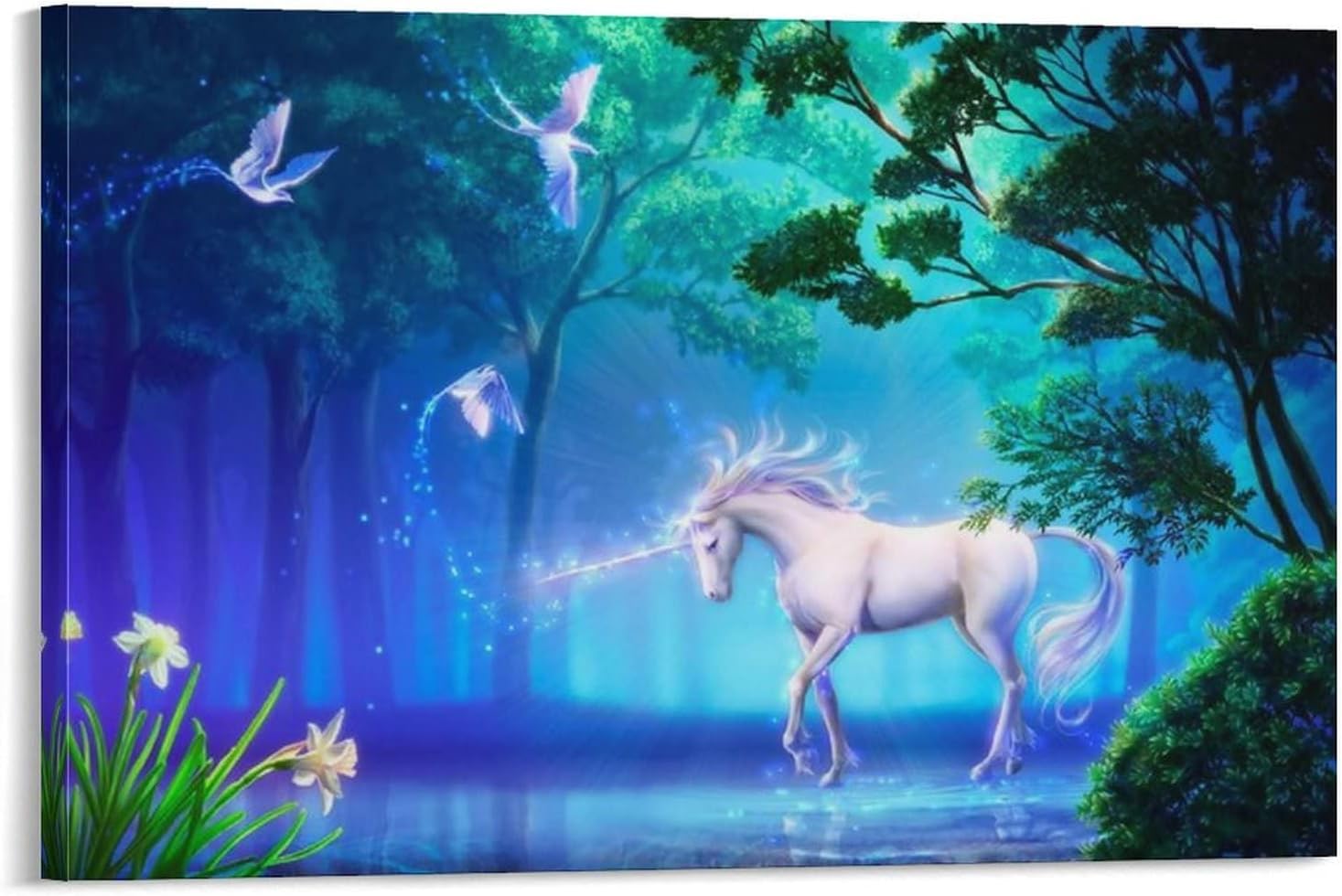 ユニコーン 森林 唯美的景観 アートパネル ポスター キャンバス絵画